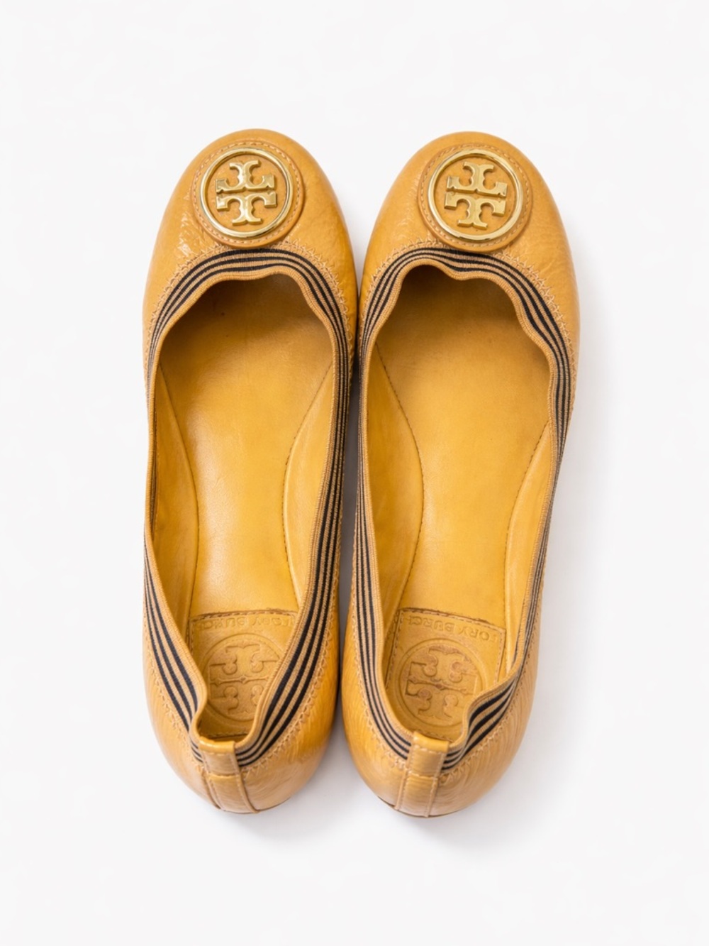 Tory Burch Minnie Travel Ballet Flat in Mustard Yellow - Picture 2 of 4